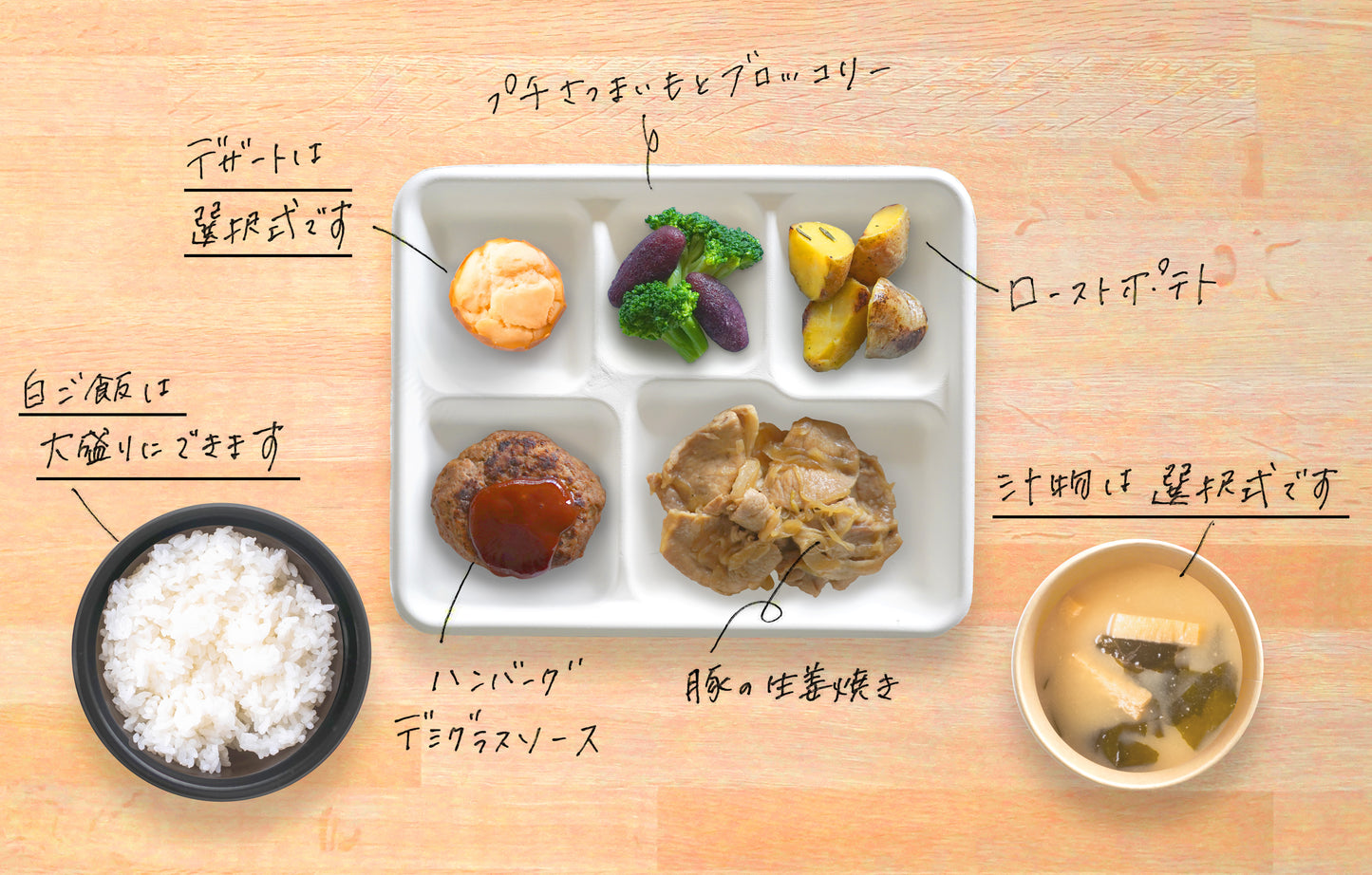 【パック型】ハンバーグデミグラスソース×豚の生姜焼きセット