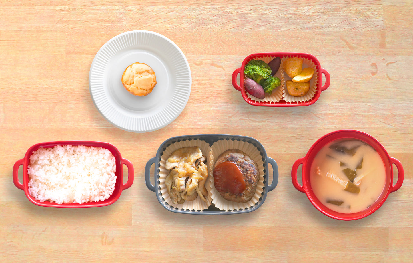 【お弁当型】ハンバーグデミグラスソース×豚の生姜焼きセット