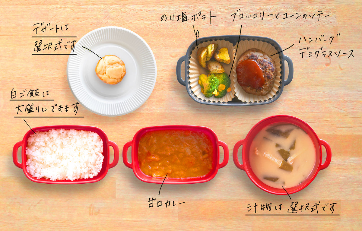 【7品】【お弁当型】甘口カレー×ハンバーグデミグラスソース