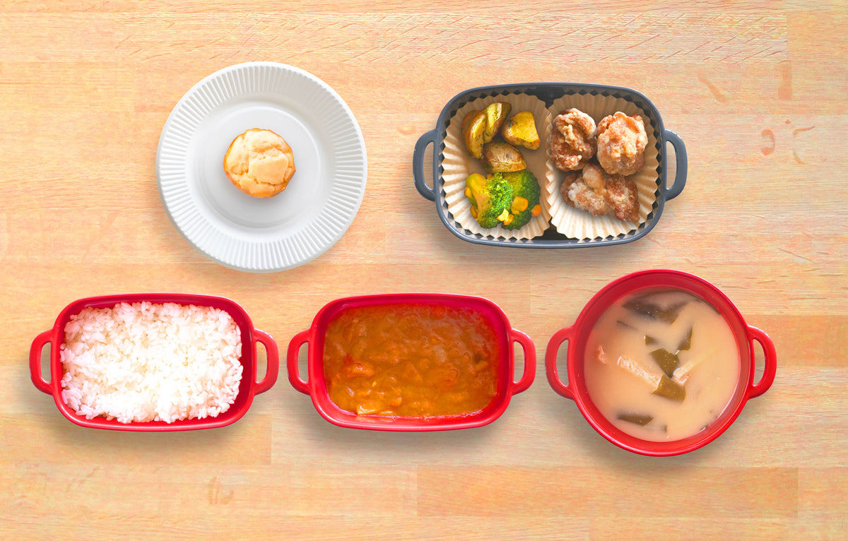 【7品】【お弁当型】甘口カレー×米醤油の鶏の唐揚げ